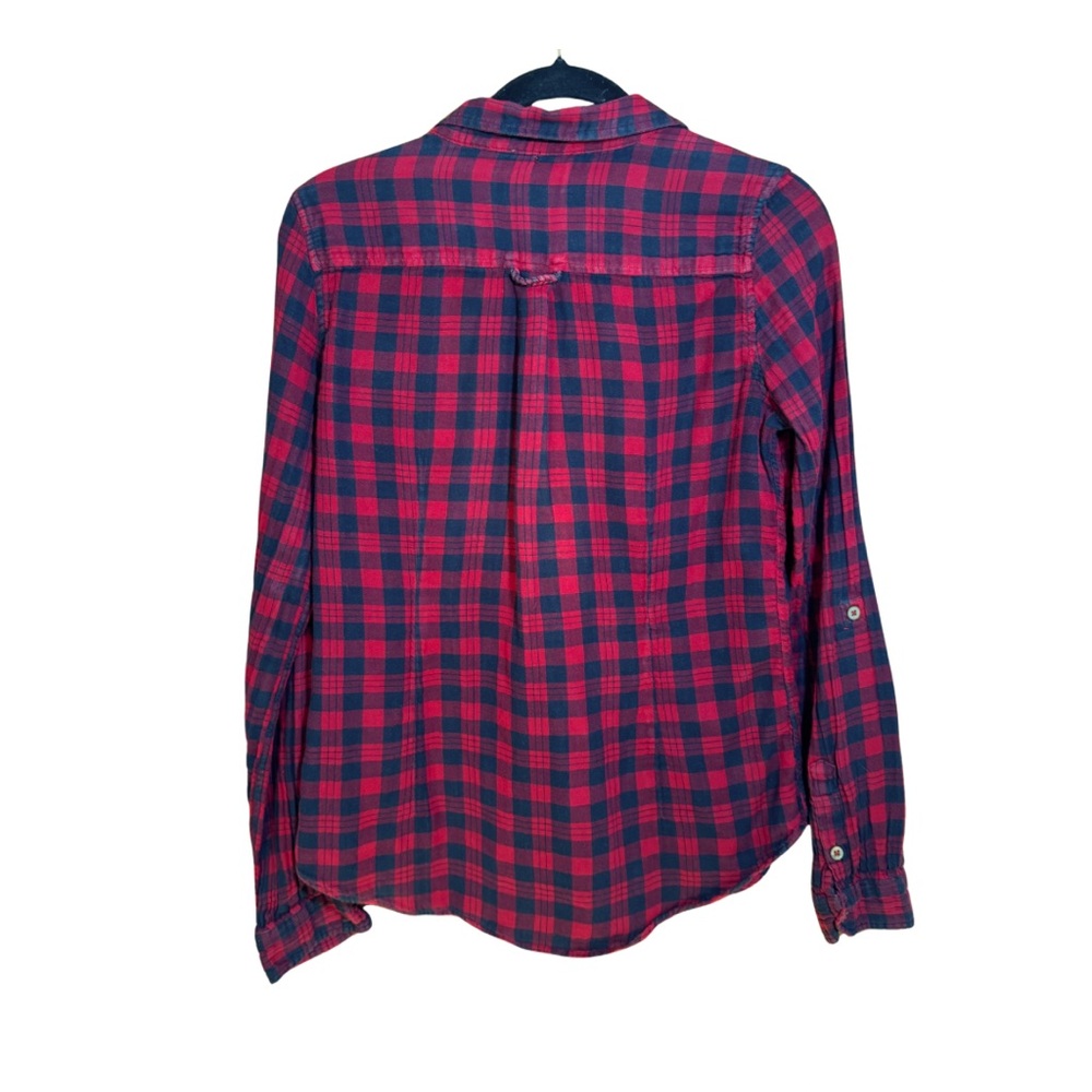 Obey Plaid Button Down Shirt Red Black Fitted Cotton Women’s Large - Picture 3 of 6